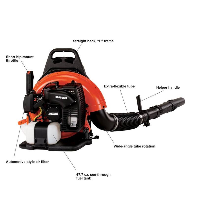 ECHO 233 MPH 651 CFM 63.3cc Gas 2-Stroke Backpack Leaf Blower - PB-755SH