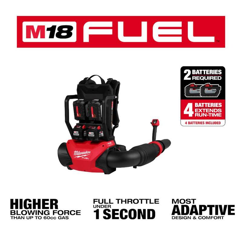 Milwaukee M18 FUEL 18V Brushless Cordless Dual Battery Backpack Blower Kit w/16 in. Chainsaw, (4) 12.0 Ah Batteries, 2 Chargers - 3009-24HD-2727-20