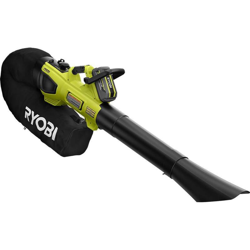 RYOBI 40V HP Brushless 100 MPH 600 CFM Cordless Leaf Blower/Mulcher/Vacuum w/ Lawn & Leaf Bag, (2) 4.0 Ah Batteries & Charger - RY404150-LB