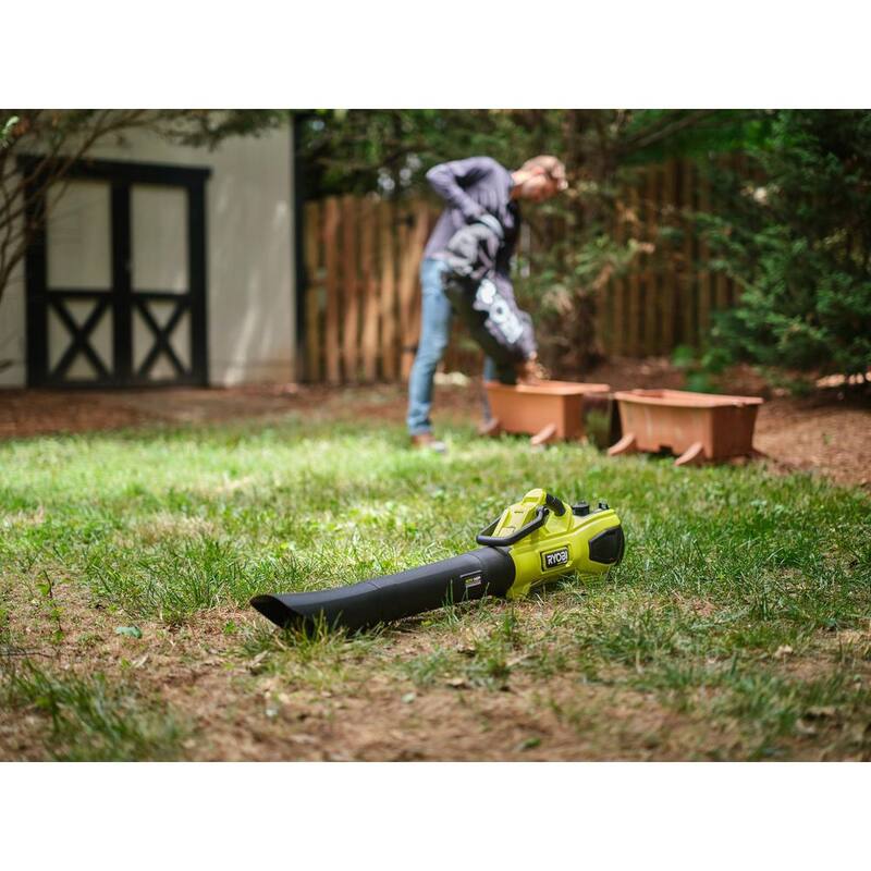 RYOBI 40V HP Brushless 100 MPH 600 CFM Cordless Leaf Blower/Mulcher/Vacuum w/ Lawn & Leaf Bag, (2) 4.0 Ah Batteries & Charger - RY404150-LB