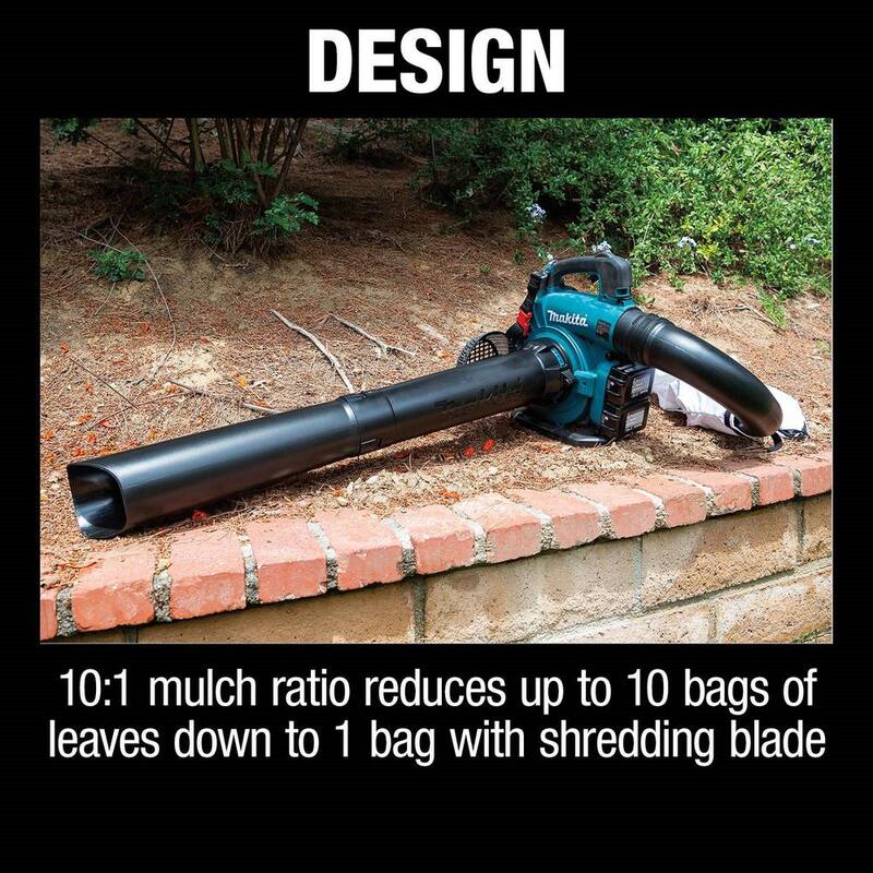 Makita 120 MPH 473 CFM LXT 18V X2 (36V) Lithium-Ion Brushless Cordless Leaf Blower Kit with Vacuum Attachment Kit (5.0 Ah) - XBU04PTV