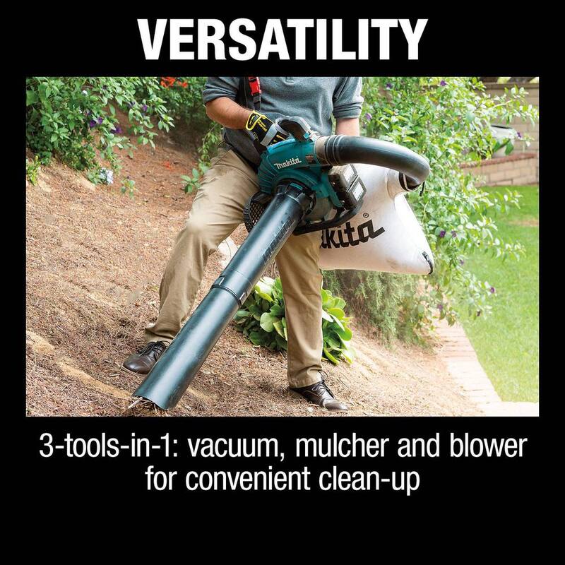 Makita 120 MPH 473 CFM LXT 18V X2 (36V) Lithium-Ion Brushless Cordless Leaf Blower Kit with Vacuum Attachment Kit (5.0 Ah) - XBU04PTV