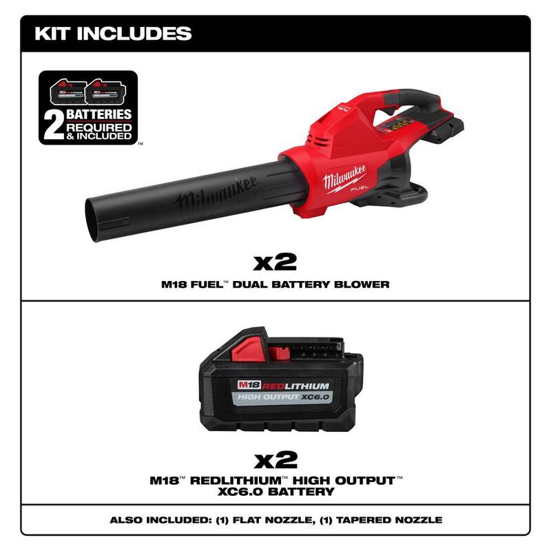 Milwaukee M18 FUEL Dual Battery 145 MPH 600 CFM 18V Lithium-Ion Brushless Cordless Handheld Blower (2) w/(2) 6.0 Ah Batteries - 2824-20-2824-20-48-11-1862