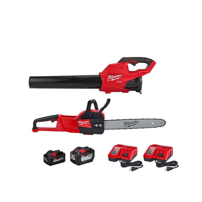Milwaukee M18 FUEL 120 MPH 450 CFM 18V Lithium-Ion Brushless Cordless Handheld Blower w/M18 FUEL Chainsaw Combo Kit (2-Tool) - 2724-21HD-2727-21HD