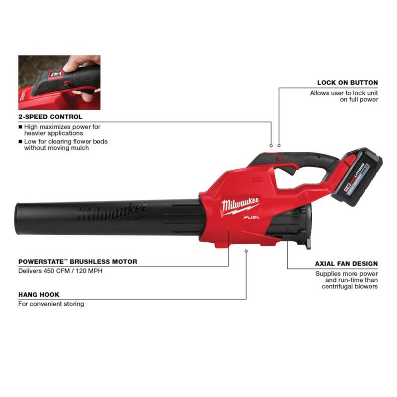 Milwaukee M18 FUEL 120 MPH 450 CFM 18V Lithium-Ion Brushless Cordless Handheld Blower w/M18 FUEL Chainsaw Combo Kit (2-Tool) - 2724-21HD-2727-21HD