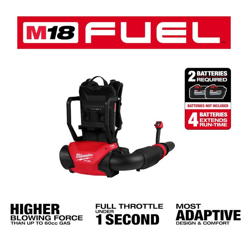 Milwaukee M18 FUEL 18V Brushless Cordless Dual Battery Backpack Blower w/Straight Shaft String Trimmer, 4 Battery, Packout Charger - 3009-20-3006-22-48-59-1844