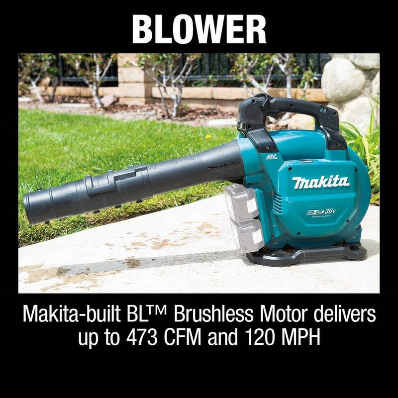 Makita 120 MPH 473 CFM LXT 18V X2 (36V) Lithium-Ion Brushless Cordless Leaf Blower with Vacuum Attachment Kit (Tool-Only) - XBU04ZV