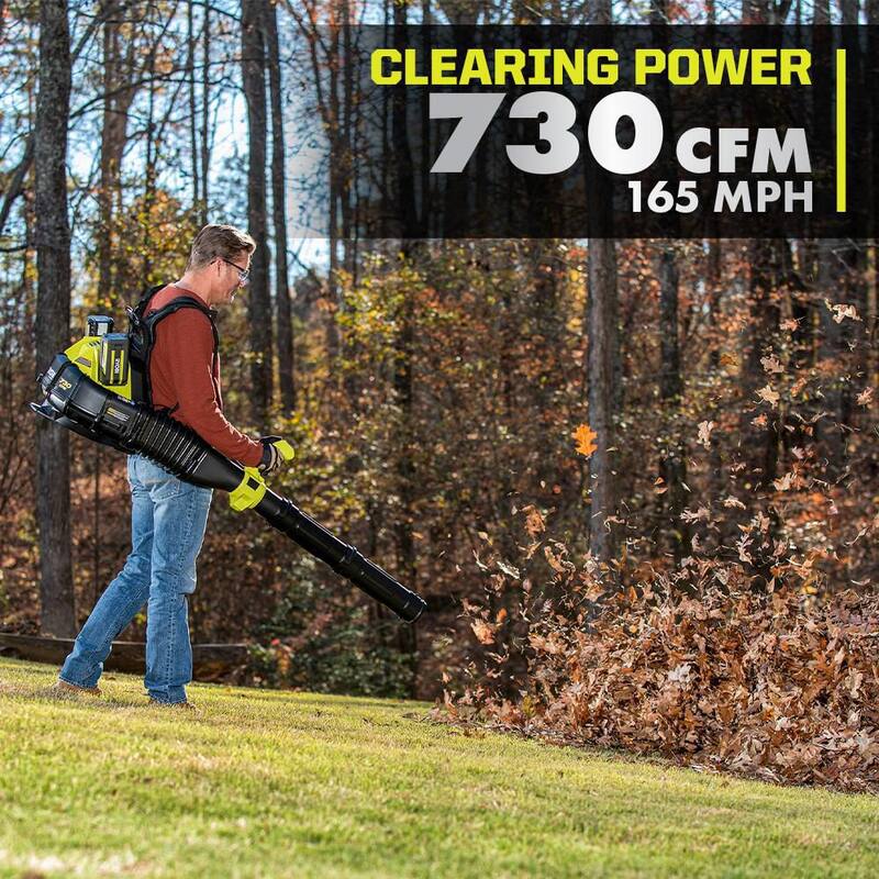 RYOBI 40V HP Brushless Whisper Series 165 MPH 730 CFM Backpack Blower & Hedge Trimmer w/ (2) 6.0 Ah Batteries & Charger - RY404170-HDG