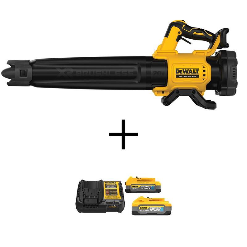 DEWALT 125 MPH 450 CFM Cordless Brushless Battery Powered 20V Max Lithium-Ion Handheld Blower w/5 & 1.7Ah Batteries & Charger - DCBL722BW315-2C