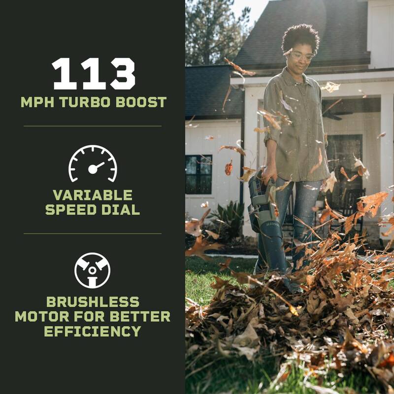 Green Machine 62-Volt 113 MPH 600 CFM Battery Lithium-Ion Brushless Cordless Handheld Leaf Blower - GMLB6202-TO