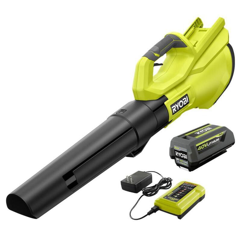 RYOBI 40V 120 MPH 550 CFM Cordless Battery Blower and Lawn and leaf bag with 4.0 Ah Battery and Charger - RY40LB01K-AC04313