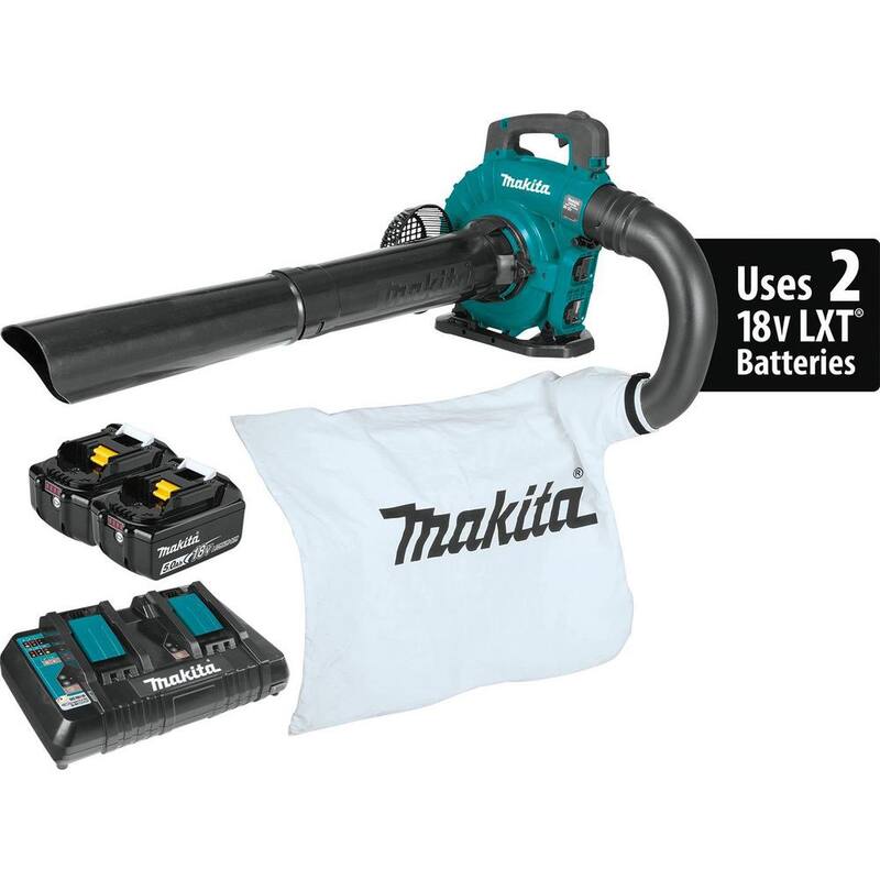 Makita 120 MPH 473 CFM LXT 18V X2 (36V) Brushless Leaf Blower Kit w/ Vac Attach Kit (5.0Ah)with LXT 18V Battery 5.0 Ah(2-Pk) - XBU04PTV-BL1852