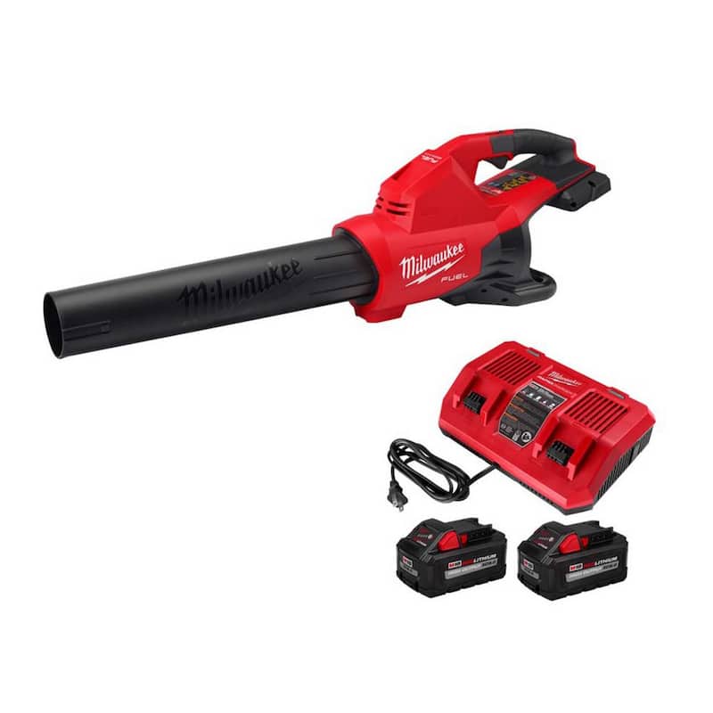 Milwaukee M18 FUEL Dual Battery 145 MPH 600 CFM 18V Brushless Cordless Handheld Blower & (2) 8.0Ah Battery, Dual Bay Rapid Charger - 2824-20-48-59-1882