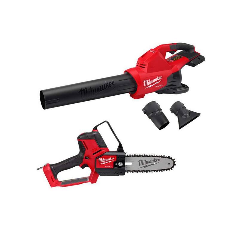 Milwaukee M18 FUEL Dual Battery 145 MPH 600 CFM 18V Lithium-Ion Brushless Cordless Handheld Blower w/M18 Hatchet Pruning Saw - 2824-20-3004-20