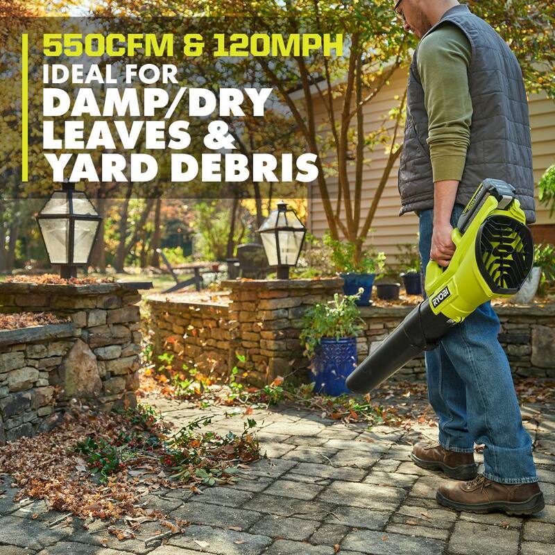 RYOBI 40V 120 MPH 550 CFM Cordless Battery Blower and 14 in. Chainsaw with 4.0 Ah Battery and Charger - RY40LB01K-RY405010BTL