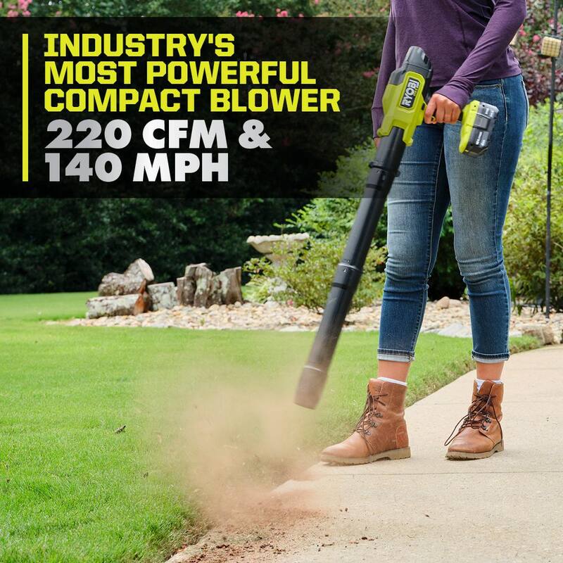 RYOBI ONE+ HP 18V Brushless 220 CFM 140 MPH Blower & 18V Brushless 8 in. Battery Compact Chainsaw w/4.0 Ah Battery & Charger - PSBLB01K-PSBCW01B