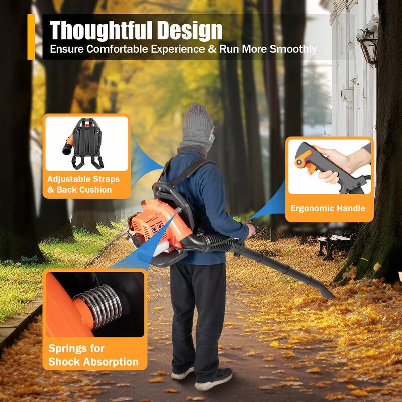 YIYIBYUS 450 CFM 190 MPH 42.7 CC 2-Stroke Gas Backpack Leaf Blower - OT-MLPQ-4485