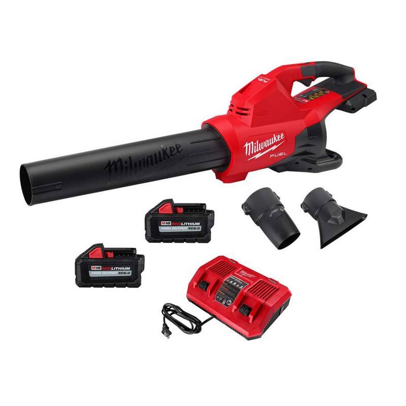 Milwaukee M18 FUEL Dual Battery 18V Lithium-Ion Brushless Cordless Handheld Blower w/(2) 6 Ah Battery, Dual Bay Rapid Charger - 2824-20-48-11-1865-48-11-1865-48-59-1802