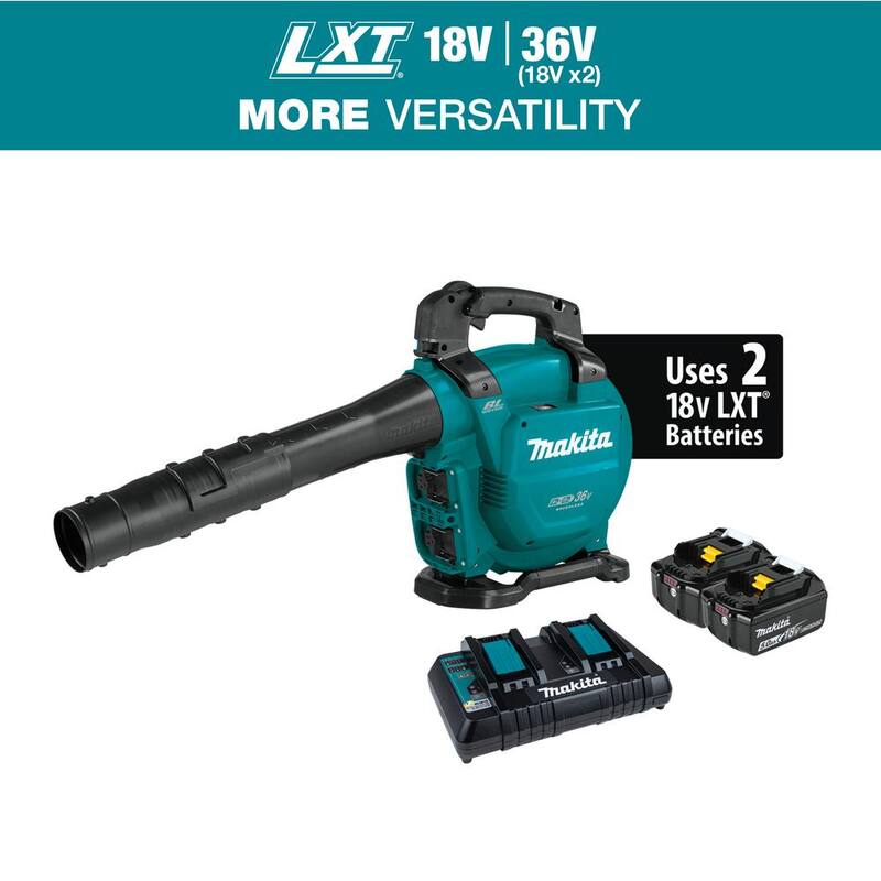 Makita 120 MPH 473 CFM LXT 18V X2 (36V) Commercial Lithium-Ion Brushless Cordless Leaf Blower Kit (5.0 Ah) - XBU04PT
