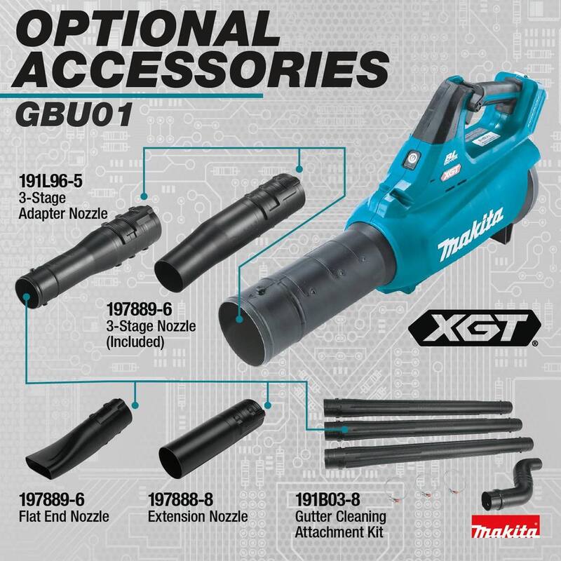 Makita XGT 40V max Brushless Cordless Leaf Blower (Tool Only) with XGT 40V Max 4.0Ah Battery - GBU01Z-BL4040