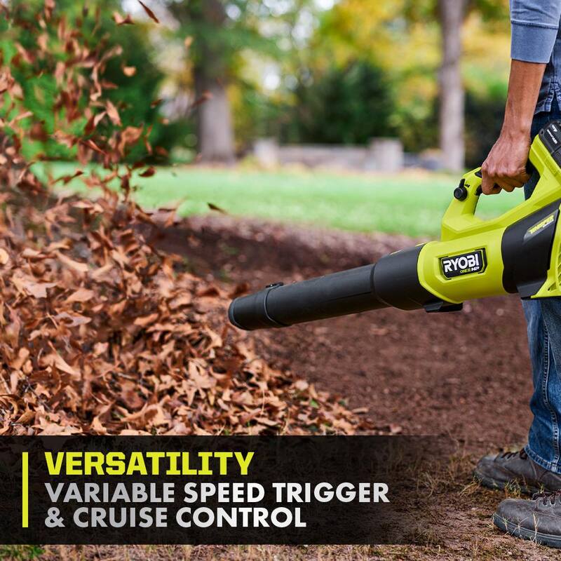 RYOBI ONE+ HP 18V Brushless Whisper Series 130 MPH 510 CFM Cordless Leaf Blower & 10 in. Chainsaw w/6.0 Ah Battery & Charger - PBLLB01K-P2502BTL