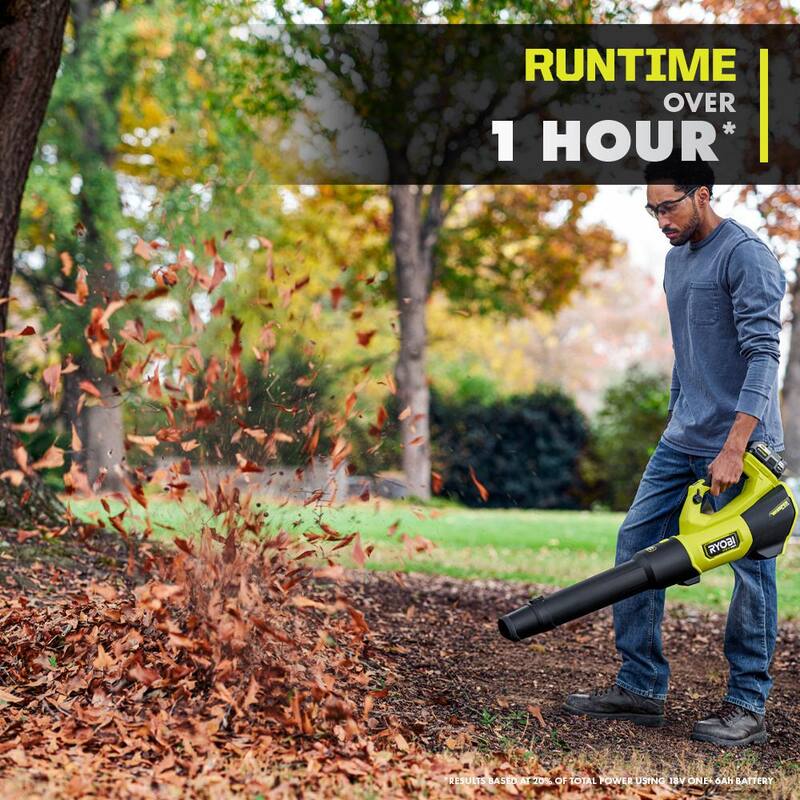 RYOBI ONE+ HP 18V Brushless Whisper Series 130 MPH 510 CFM Cordless Leaf Blower & 10 in. Chainsaw w/6.0 Ah Battery & Charger - PBLLB01K-P2502BTL