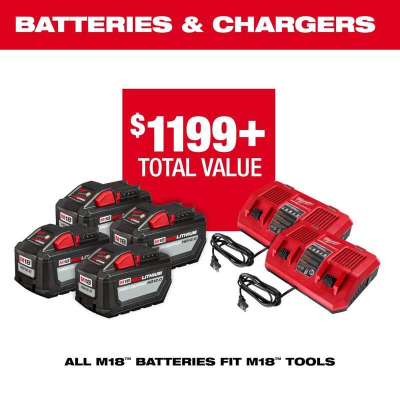 Milwaukee M18 FUEL 18V Brushless Cordless Dual Battery Backpack Blower w/Straight Shaft String Trimmer, 4 Battery, 2 Charger - 3009-24HD-3006-20
