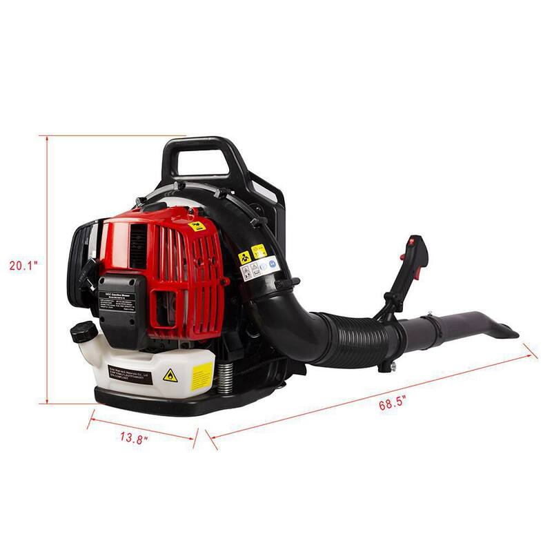 BTMWAY Black and Red 175 MPH 524 CFM 52cc 2-Cycle Gas Backpack Leaf Blower with Extended Tube. - CXXRD-GI22235W465-Blower01