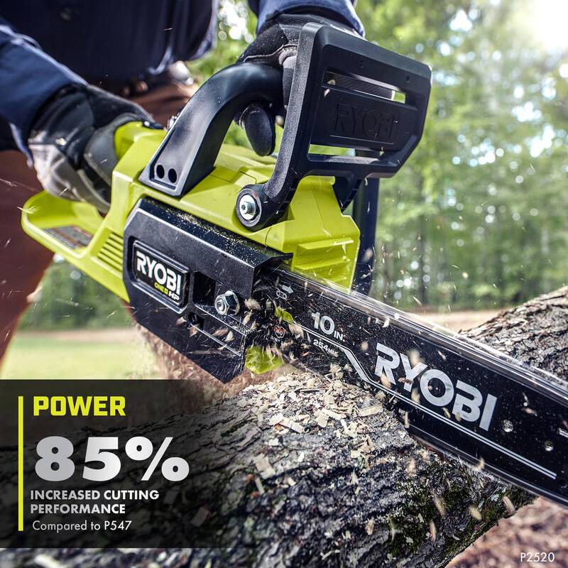 RYOBI ONE+ HP 18V Brushless Cordless 220 CFM 140 MPH Compact Blower and 10 inch chainsaw with 4.0 Ah Battery & Charger - P2520-PSBLB01B