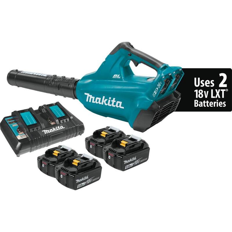 Makita 18V X2 (36V) LXT Cordless Li-Ion BL Blower Kit (4 Batteries 5.0Ah) with Bonus LXT Impact Driver Kit (3.0Ah Battery) - XBU02PT1-XDT131