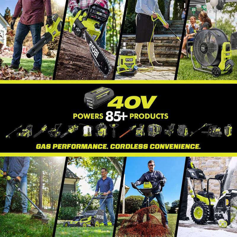 RYOBI 40V HP Brushless Whisper Series 160 MPH 650 CFM Cordless Battery Blower & 14 inch Chainsaw w/ 6.0 Ah Battery & Charger - RY404140-RY405010BTL