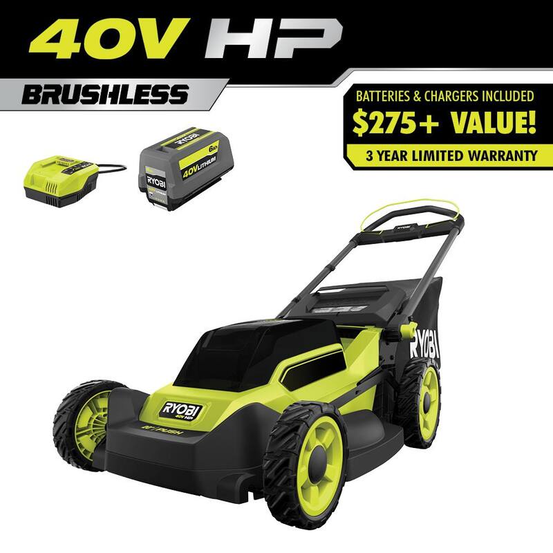 RYOBI 40V HP Brushless 20 in. Cordless Battery Walk Behind Push Mower with 6.0 Ah Battery and Charger - RY401170