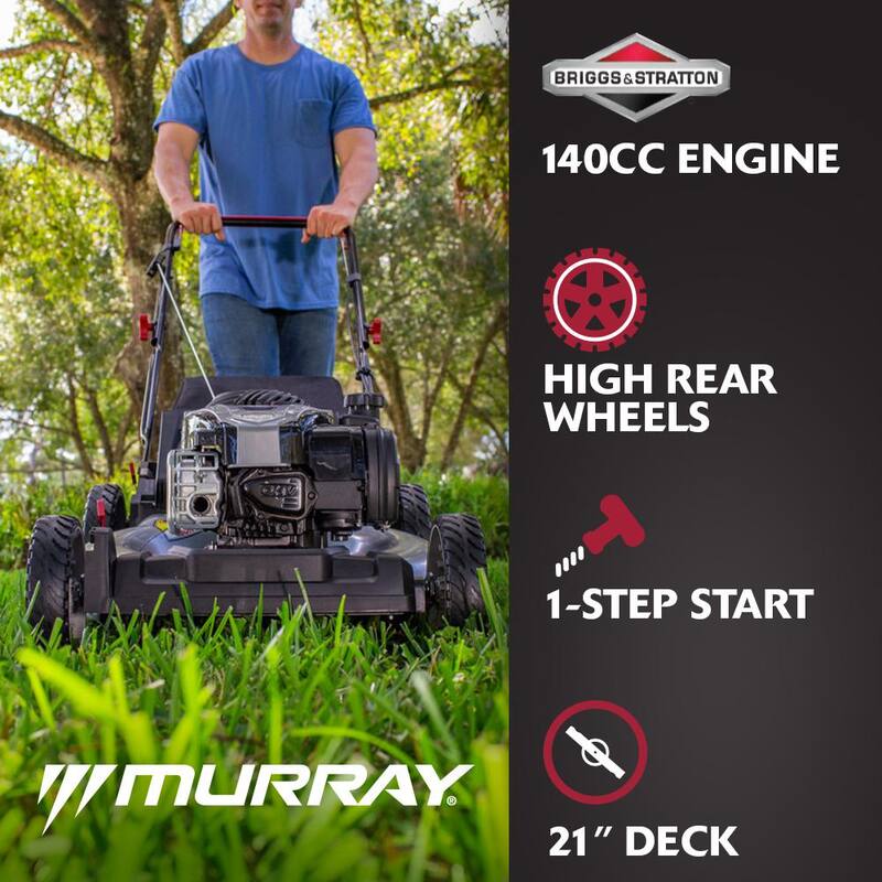 Murray 21 in. 140 cc Briggs and Stratton Walk Behind Gas Push Lawn Mower with Height Adjustment and with Mulch Bag - MNA152703