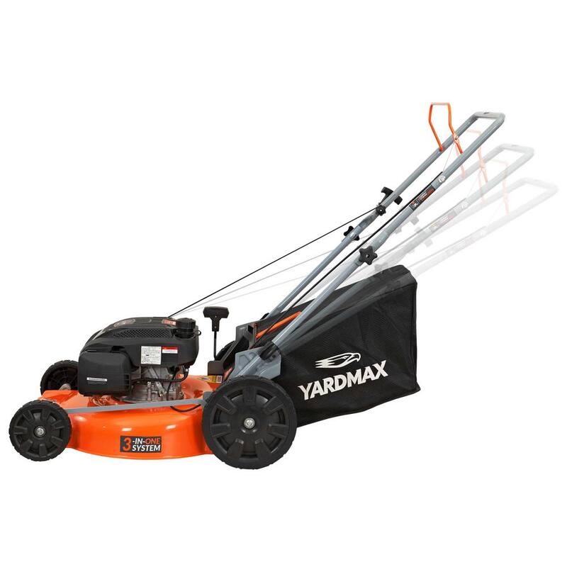 YARDMAX 21 in. 170cc 3-in-1 Gas Walk Behind Push Lawn Mower with High Rear Wheels - YG1650