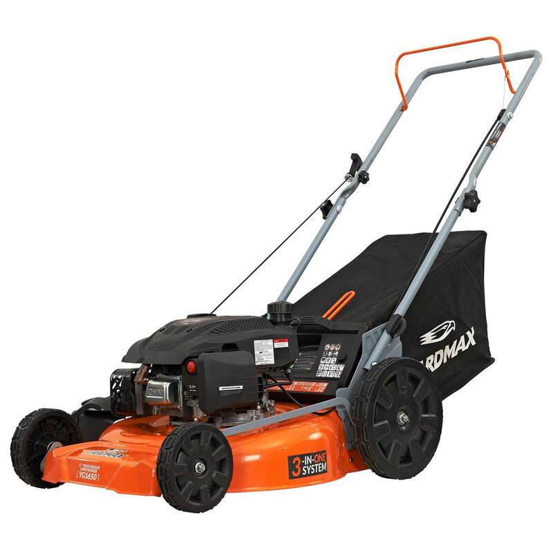 YARDMAX 21 in. 170cc 3-in-1 Gas Walk Behind Push Lawn Mower with High Rear Wheels - YG1650