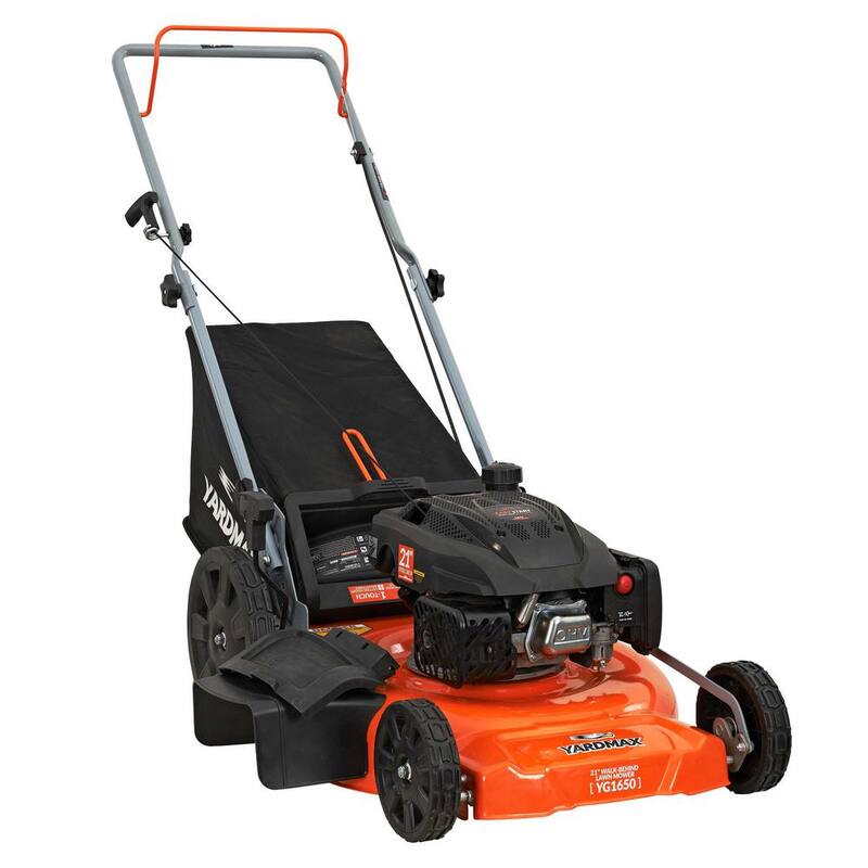 YARDMAX 21 in. 170cc 3-in-1 Gas Walk Behind Push Lawn Mower with High Rear Wheels - YG1650