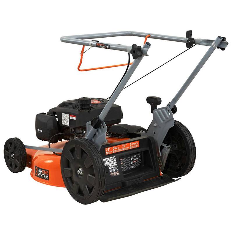 YARDMAX 21 in. 170cc 3-in-1 Gas Walk Behind Push Lawn Mower with High Rear Wheels - YG1650