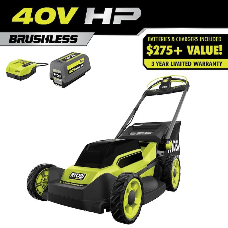 RYOBI 40V HP Brushless 20 in. Cordless Electric Battery Walk Behind Self-Propelled Mower with 6.0 Ah Battery and Charger - RY401180