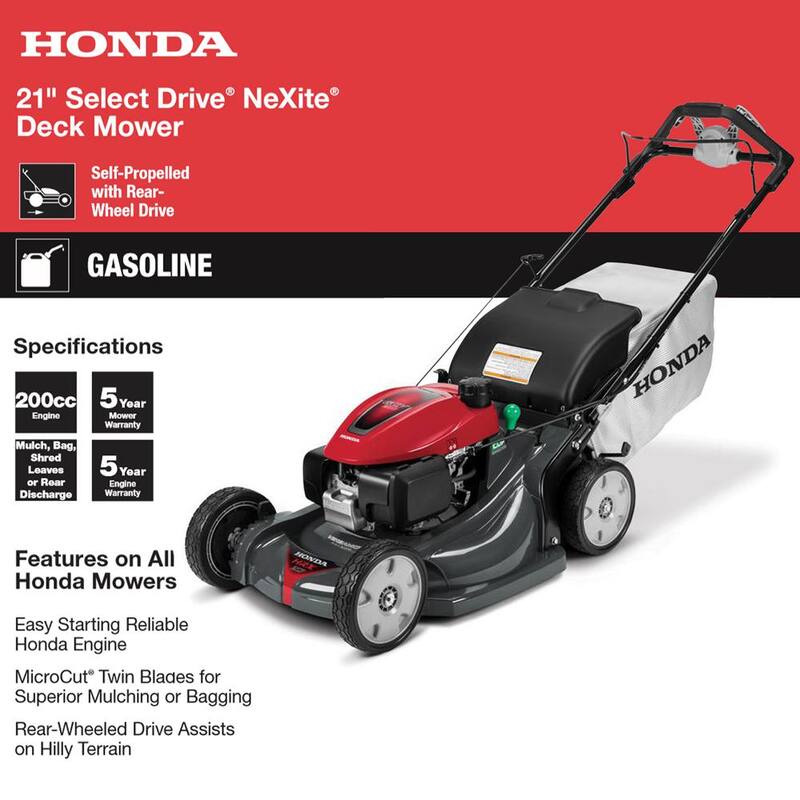 Honda 21 in. Nexite Variable Speed 4-in-1 Gas Walk Behind Self-Propelled Mower with Select Drive Control - HRX217K6VKAD