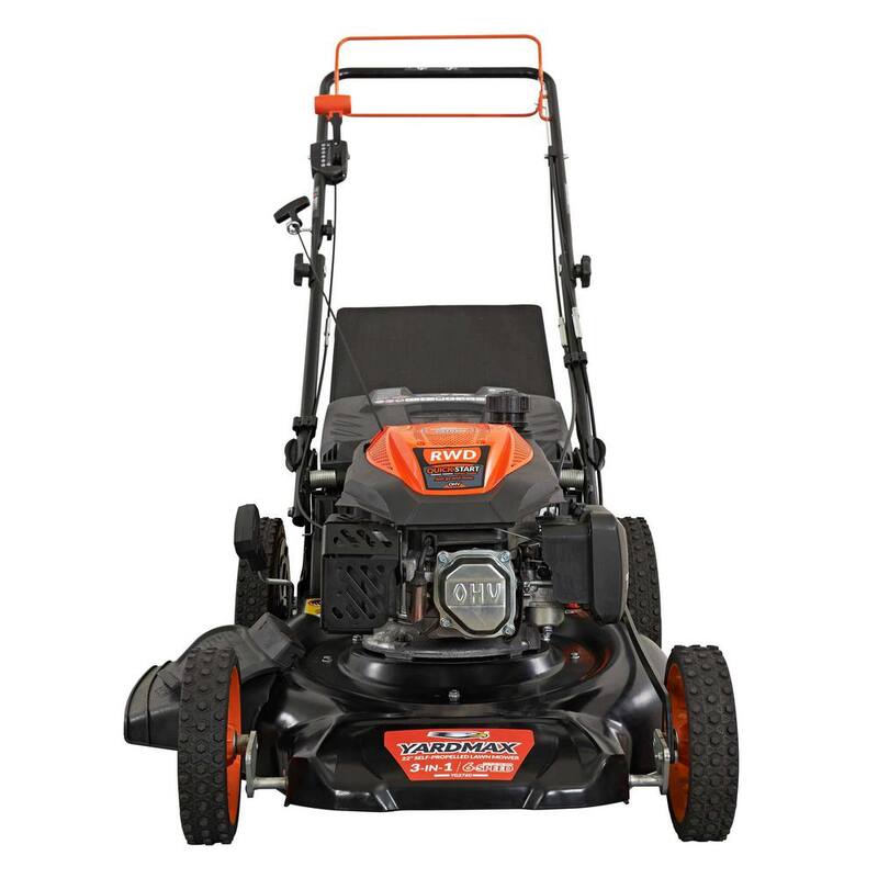 YARDMAX 22 in. 201 cc SELECT PACE 6 Speed CVT High Wheel RWD 3-in-1 Gas Walk Behind Self Propelled Lawn Mower - YG2760