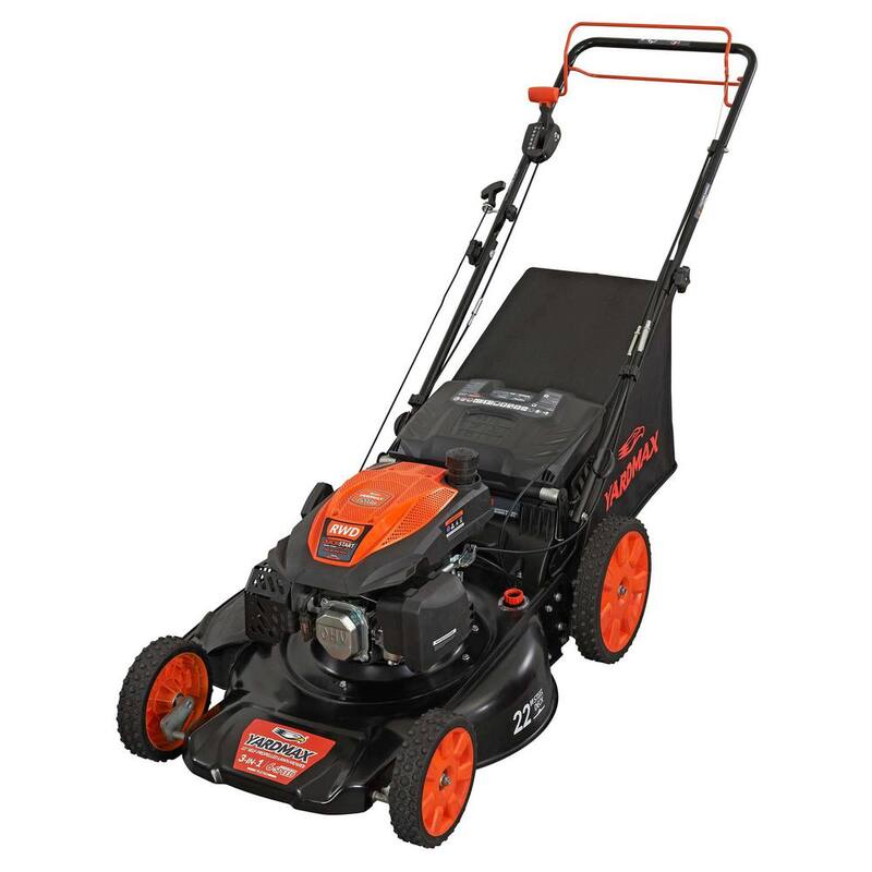 YARDMAX 22 in. 201 cc SELECT PACE 6 Speed CVT High Wheel RWD 3-in-1 Gas Walk Behind Self Propelled Lawn Mower - YG2760