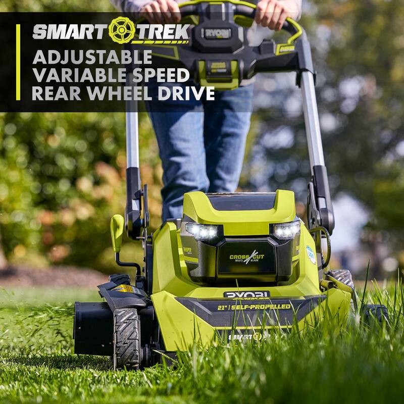 RYOBI 40V HP Brushless Whisper Series 21. in Walk Behind Self-Propelled All Wheel Drive Mower - (2) 6.0 Ah Batteries & Charger - RY401210