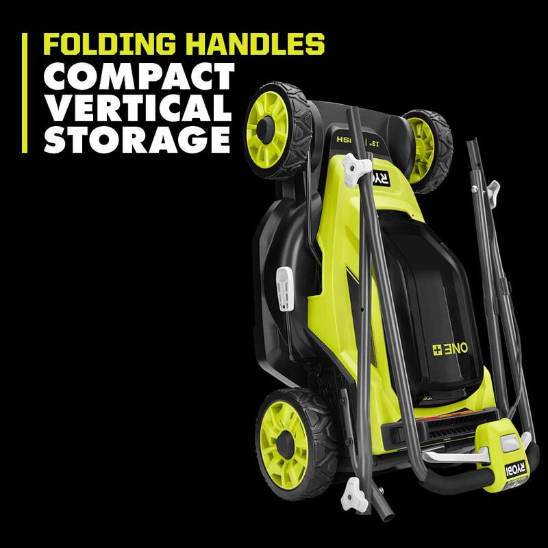 RYOBI ONE+ 18V 13 in. Cordless Battery Walk Behind Push Lawn Mower with 4.0 Ah Battery and Charger - P1180
