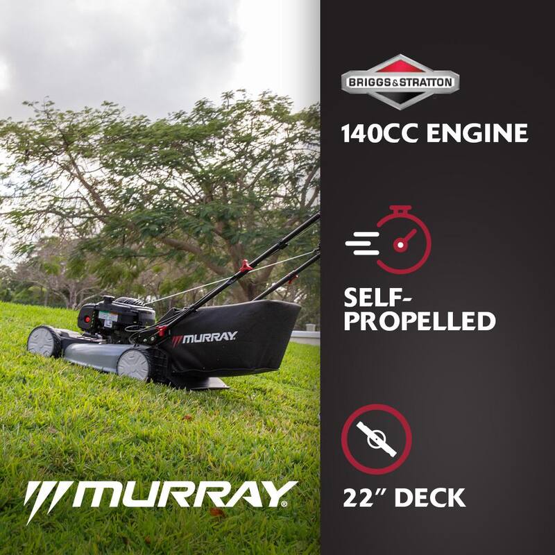 Murray 22 in. 140 cc Briggs & Stratton Walk Behind Gas Self-Propelled Lawn Mower with Front Wheel Drive and Bagger - MNA153003