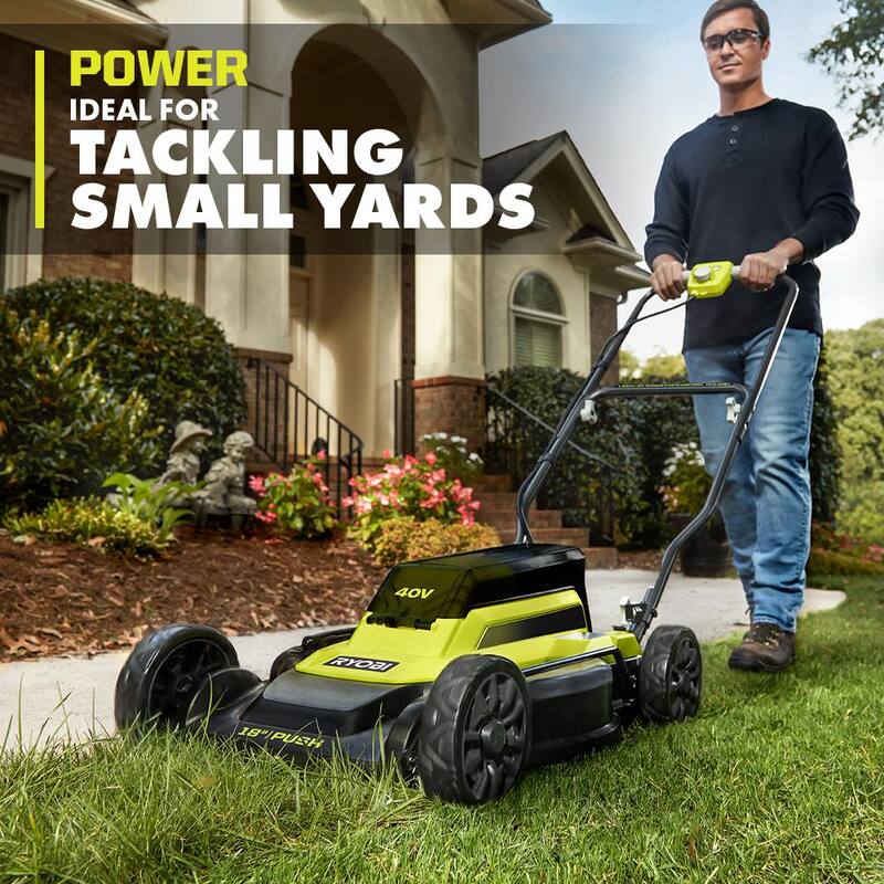 RYOBI 40-Volt 18 in. 2-in-1 Cordless Battery Walk Behind Push Lawn Mower with 6.0 Ah Battery and Charger - RY401101