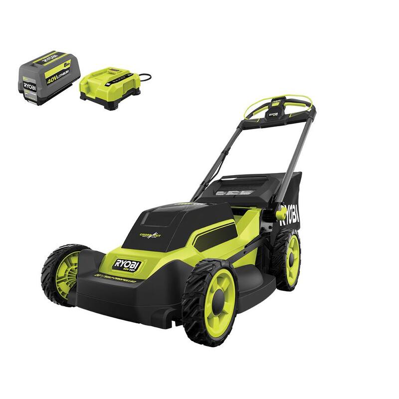RYOBI 40V HP Brushless 20 in. Cordless Electric Battery Multi-Blade Walk Behind Self-Propelled Mower - 8.0Ah Battery & Charger - RY401260VNM