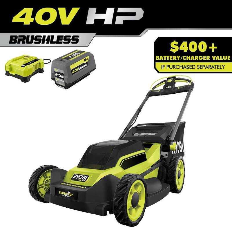 RYOBI 40V HP Brushless 20 in. Cordless Electric Battery Multi-Blade Walk Behind Self-Propelled Mower - 8.0Ah Battery & Charger - RY401260VNM
