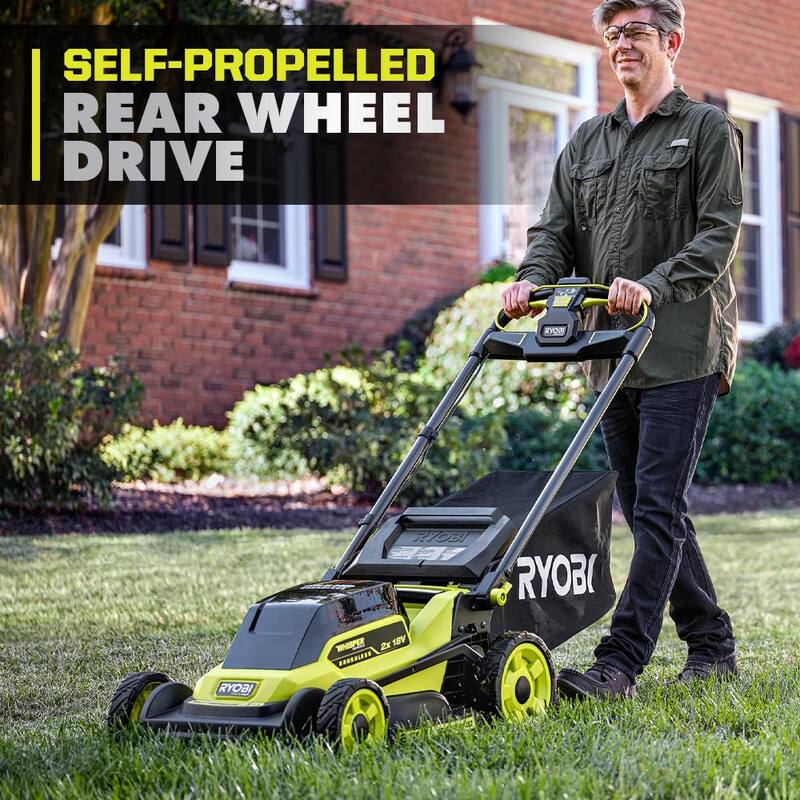 RYOBI ONE+ 18V HP Brushless Whisper Series 20" Self-Propelled Multi-Blade Walk Behind Mower - (4) 4.0 Batteries & (2) Chargers - P11100