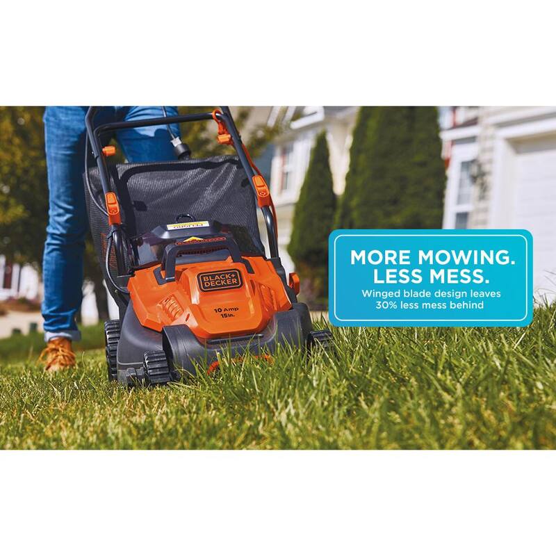 BLACK+DECKER 15 in. 10 AMP Corded Electric Walk Behind Push Lawn Mower - BEMW472BH