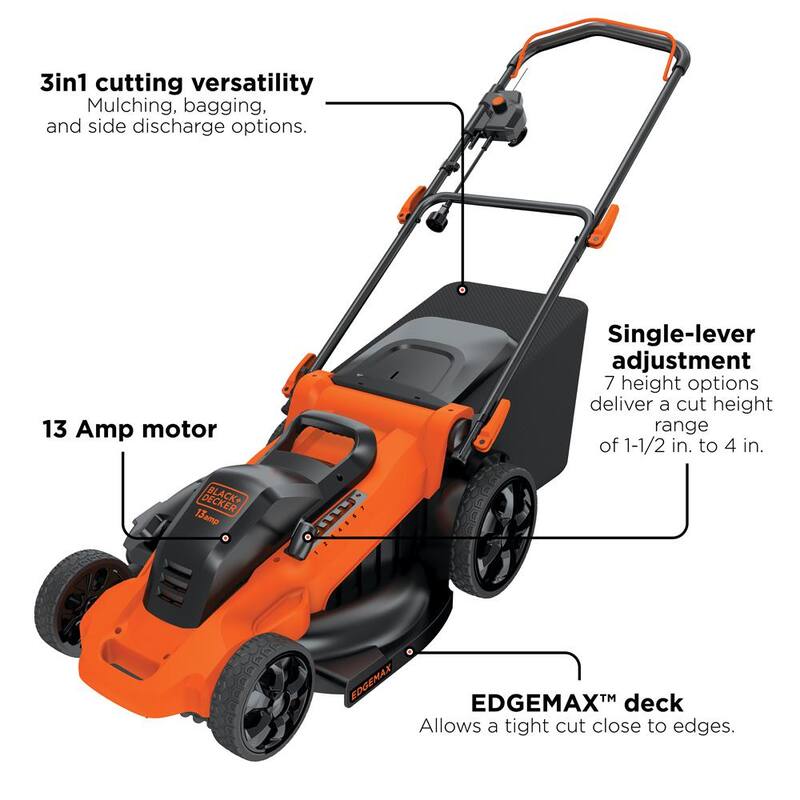 BLACK+DECKER 20 in. 13 AMP Corded Electric Walk Behind Push Lawn Mower - MM2000